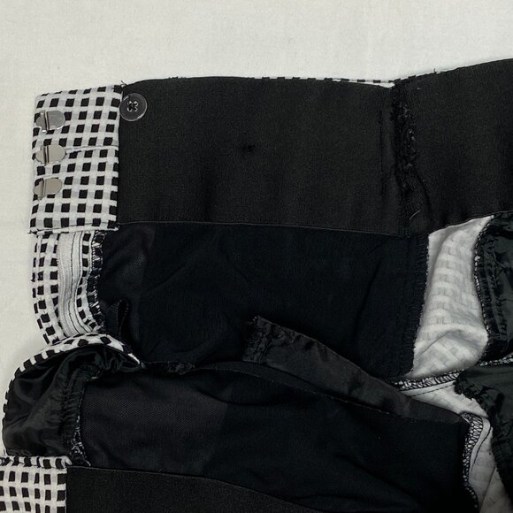 Candie's Marilyn Wide Waistband Stretch Check Skinny Ankle Pants Black & White 7 - Picture 11 of 13